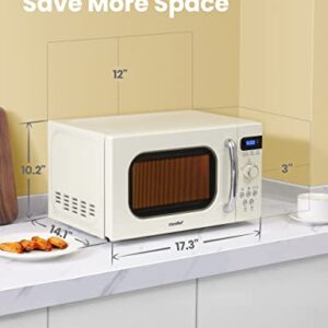 COMFEE' Retro Small Microwave Oven With Compact Size, 9 Preset Menus, Position-Memory Turntable, Mute Function, Countertop Microwave Perfect For Small Spaces, 0.7 Cu Ft/700W, Cream, AM720C2RA-A