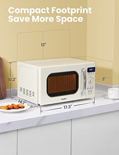 COMFEE' Retro Small Microwave Oven With Compact Size, 9 Preset Menus, Position-Memory Turntable, Mute Function, Countertop Microwave Perfect For Small Spaces, 0.7 Cu Ft/700W, Cream, AM720C2RA-A
