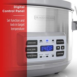 BLACK+DECKER SCD7007SSD Digital Slow Cooker with Temperature Probe + Precision Sous-Vide, 7-Quart Capacity, Stainless Steel