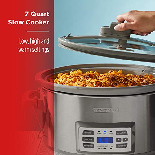 BLACK+DECKER SCD7007SSD Digital Slow Cooker with Temperature Probe + Precision Sous-Vide, 7-Quart Capacity, Stainless Steel