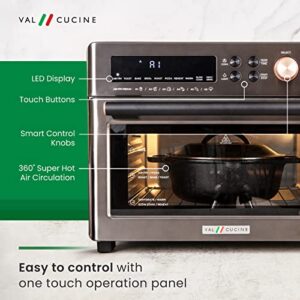 VAL CUCINE 26.3 QT/25 L Extra-Large Smart Air Fryer Toaster Oven, 10-in-1 Convection Countertop Oven Combination (Black Matte Stainless Steel)