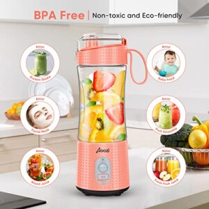 Personal Size Blender Smoothies and Shakes, Aoozi Portable Blenders, Mini Blender USB Rechargeable, Handheld Blender Sports,Travel and Home (Orange)