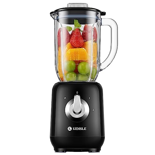 KIDISLE Retro Blenders for Kitchen, 34oz Glass Jar, 700W Smoothie Blender for Shakes and Smoothies, 3 Adjustable Speed for Milkshake, Ice Crush, Puree and Frozen Fruit, Black