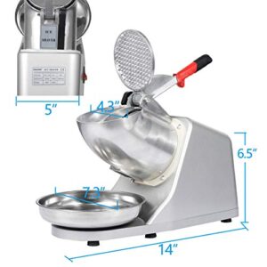 ZENY Electric Ice Crushers 300W 2000r/min w/Stainless Steel Blade Shaved Ice Snow Cone Maker Kitchen Machine (Silver)