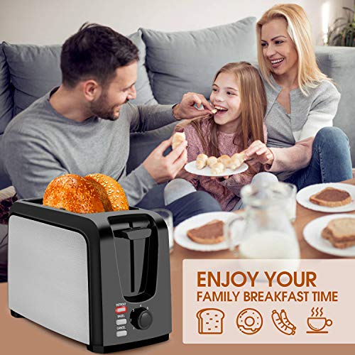 Toaster 2 Slice Stainless Steel Toaster Two Slice Toaster with Removable Crumb Tray Toaster Wide Slot Toasters 2 Slice Best Rated Prime with 7 Bread Shade Settings and Bagel, Defrost, Cancel Function for Bread