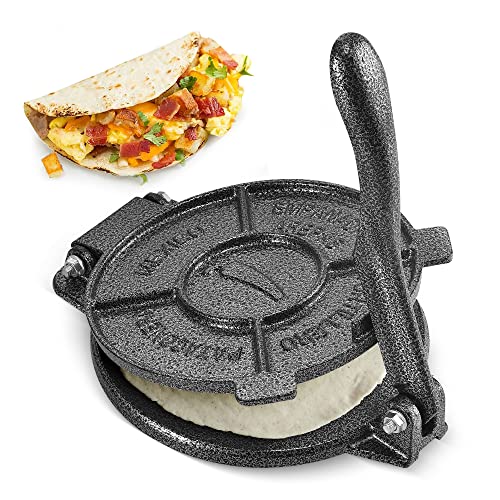 ARC Tortilla Press 8 inch Include 100 Pcs Parchment Paper, Cast Iron Tortilla Maker, Heavy Duty Tortillera Pataconera, Flour Tortilla Press, Roti Maker, Taco Maker, Taco Press, Black Gray