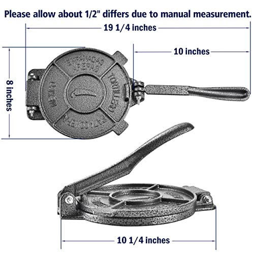 ARC Tortilla Press 8 inch Include 100 Pcs Parchment Paper, Cast Iron Tortilla Maker, Heavy Duty Tortillera Pataconera, Flour Tortilla Press, Roti Maker, Taco Maker, Taco Press, Black Gray