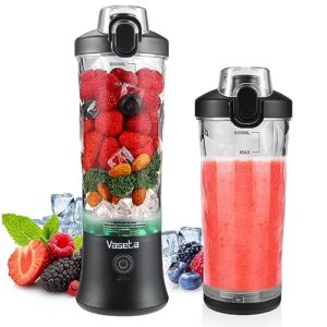portable blender, personal size blender for shakes and smoothies, blender with 6 blades, 20oz mini mixer rechargeable for kitchen/gym/travel/office, bpa-free,black