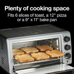 Proctor Silex Simply Crisp Toaster Oven Air Fryer Combo with 4 Functions Including Convection, Bake & Broil, Fits 6 Slices or 12” Pizza, Auto Shutoff, Black (31275)