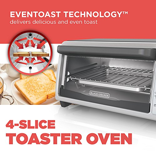 BLACK+DECKER 4-Slice Countertop Toaster Oven, Stainless steel Silver TO1322SBD