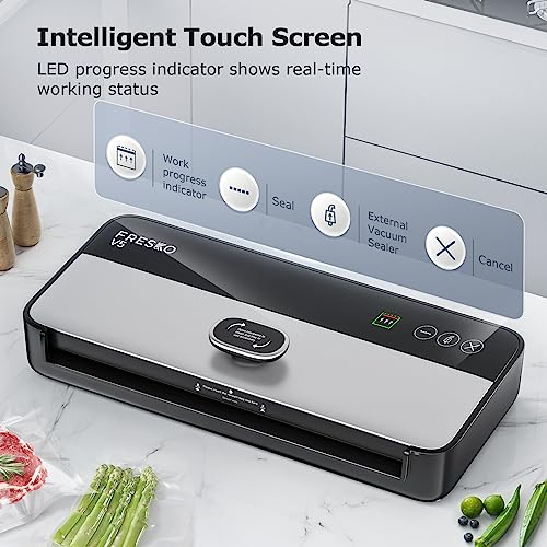 FRESKO Vacuum Sealer Machine, Full Automatic Seal a Meal Vacuum Sealer for Food Storage and Saver, Air Sealing System for Freezer Food Preservation (V5)