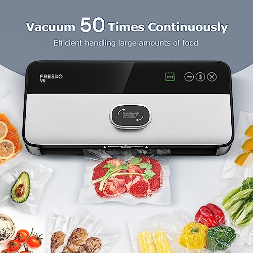 FRESKO Vacuum Sealer Machine, Full Automatic Seal a Meal Vacuum Sealer for Food Storage and Saver, Air Sealing System for Freezer Food Preservation (V5)