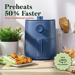 BELLA 2.9 Qt Manual Air Fryer Oven and 5-in-1 Multicooker with Removable Nonstick and Dishwasher Safe Crisping Tray and Basket, 1400 Watt Heating System, Matte Blue