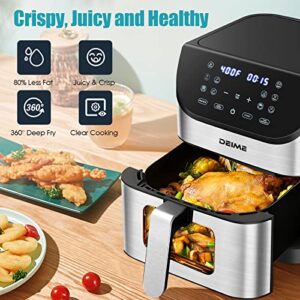 Air Fryer 6.2 QT Oilless AirFryer 1500W Electric Healthy Oven Cooker Large Capacity with Visible Cooking Window, 10 Presets in One Touch , Digital Control, Customerizable Cooking, Non-Stick Basket, Included Recipe