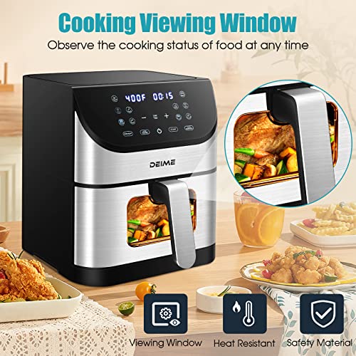 Air Fryer 6.2 QT Oilless AirFryer 1500W Electric Healthy Oven Cooker Large Capacity with Visible Cooking Window, 10 Presets in One Touch , Digital Control, Customerizable Cooking, Non-Stick Basket, Included Recipe