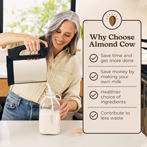 Almond Cow Milk Maker Machine, Plant Based Milk Maker for Homemade Almond Milk, Soy Milk, Oat Milk, Cashew Nut Milk, & More, Handy Stainless Steel Food Making Machines, Makes 5-6 Cups Per Batch, 120V