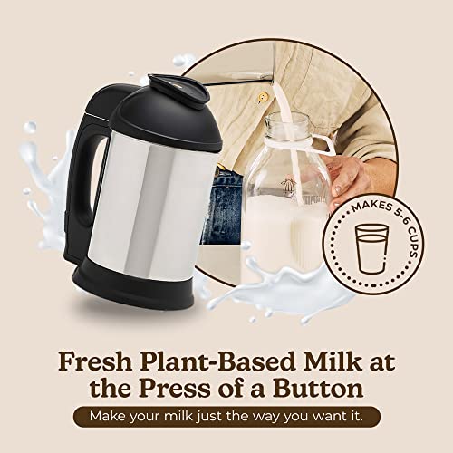 Almond Cow Milk Maker Machine, Plant Based Milk Maker for Homemade Almond Milk, Soy Milk, Oat Milk, Cashew Nut Milk, & More, Handy Stainless Steel Food Making Machines, Makes 5-6 Cups Per Batch, 120V