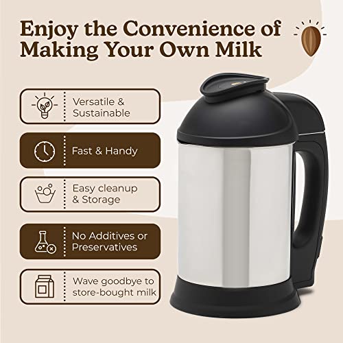 Almond Cow Milk Maker Machine, Plant Based Milk Maker for Homemade Almond Milk, Soy Milk, Oat Milk, Cashew Nut Milk, & More, Handy Stainless Steel Food Making Machines, Makes 5-6 Cups Per Batch, 120V