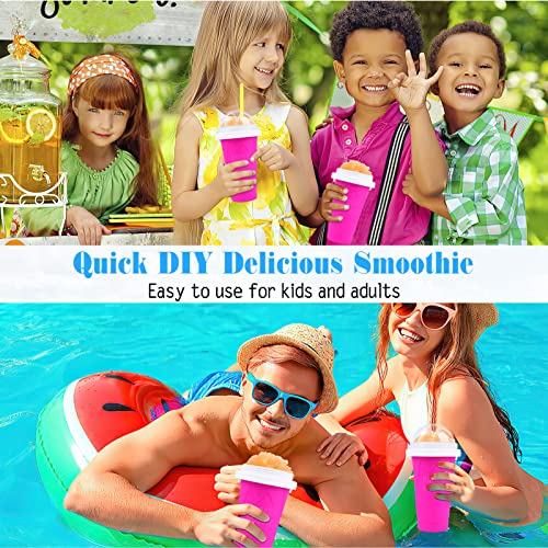 Slushie Maker Cup, TIK TOK Frozen Magic Smoothies Cup, Double Layers Silica Cup, DIY Homemade Slushies, Cooling Maker Cup, Freeze Mug Tools, Portable Squeeze Icy Cup for Milkshake (Pink)