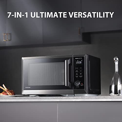 TOSHIBA 7-in-1 Countertop Microwave Oven Air Fryer Combo, MASTER Series, Inverter, Convection, Broil, Speedy Combi, Even Defrost, Humidity Sensor, Mute Function, 27 Auto Menu&47 Recipe, 1.0 cf 1000W