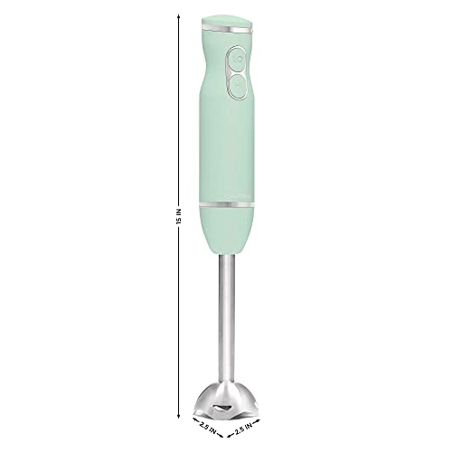 Chefman Immersion Stick Hand Blender with Stainless Steel Blades, Powerful Electric Ice Crushing 2-Speed Control Handheld Food Mixer, Purees, Smoothies, Shakes, Sauces & Soups, Sage