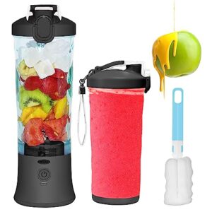 portable blender for shakes and smoothies 20 oz, waterproof personal blender usb rechargeable with 6 blades and travel lid for kitchen, office, gym & travel (carbon black)