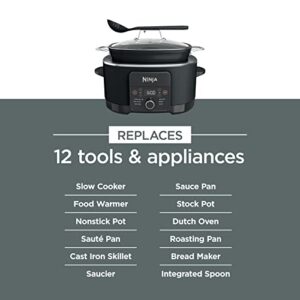 Ninja MC1010 Foodi PossibleCooker PLUS - Sous Vide & Proof 6-in-1 Multi-Cooker, with 8.5 Quarts, Slow Cooker, Dutch Oven & More, Glass Lid & Integrated Spoon, Nonstick, Oven Safe Pot to 500°F, Black