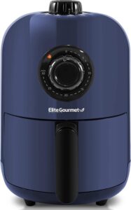 elite gourmet eaf1121bg personal 1.1 qt. compact space saving electric hot air fryer oil-less healthy cooker, timer & temperature controls, 1000w