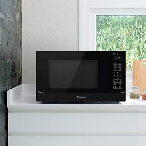 Panasonic NN-SN65KB Microwave Oven with Inverter Technology 1200W, 1.2 cu.ft. Small Genius Sensor One-Touch Cooking, Popcorn Button, Turbo Defrost-NN-SN65KB (Black)