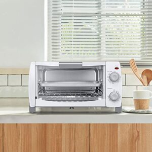 COMFEE' Toaster Oven Countertop, 4-Slice, Compact Size, Easy to Control with Timer-Bake-Broil-Toast Setting, 1000W, White (CFO-BB102)