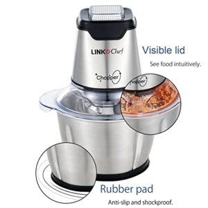 LINKChef Food Chopper Electric, 5 Cup Mini Food Processor Stainless Steel, Small Meat Grinder with 4 Bi-Level Blades, Kitchen Cutter for Vegetable, Onion, Garlic, Meat, Nuts