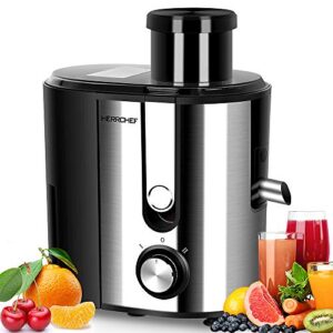 herrchef juicer, 600w juicer machines with 3'' big mouth for vegetable and fruit, stainless steel centrifugal juice extractor easy to clean, bpa-free, anti-drip