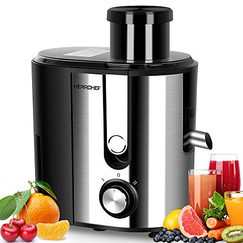 HERRCHEF Juicer, 600W Juicer Machines with 3'' Big Mouth for Vegetable and Fruit, Stainless Steel Centrifugal Juice Extractor Easy to Clean, BPA-Free, Anti-drip