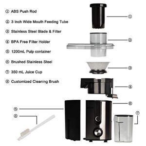 HERRCHEF Juicer, 600W Juicer Machines with 3'' Big Mouth for Vegetable and Fruit, Stainless Steel Centrifugal Juice Extractor Easy to Clean, BPA-Free, Anti-drip