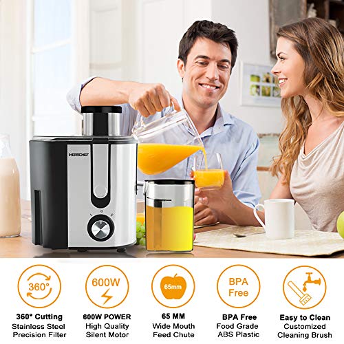 HERRCHEF Juicer, 600W Juicer Machines with 3'' Big Mouth for Vegetable and Fruit, Stainless Steel Centrifugal Juice Extractor Easy to Clean, BPA-Free, Anti-drip