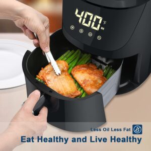 LATURE 4.2 QT Air Fryer Oven Cooker with Temperature and Time Control Dishwasher Non-stick Basket LED Digital Touch Screen 8 Cook Presets CE Certified Black (Black-Digital)