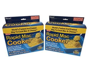 rapid mac cooker | microwave macaroni & cheese in 5 minutes | perfect for dorm, small kitchen or office | dishwasher safe, microwaveable, bpa-free | blue, 2 pack