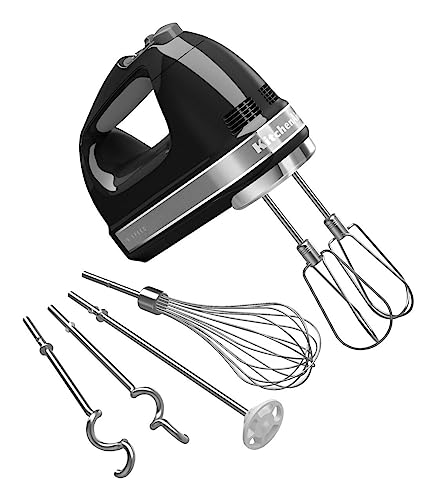 KitchenAid 9-Speed Digital Hand Mixer with Turbo Beater II Accessories and Pro Whisk - Onyx Black