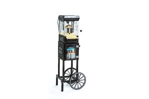 nostalgia popcorn maker machine - professional cart with 2.5 oz kettle makes up to 10 cups - vintage popcorn machine movie theater style - black