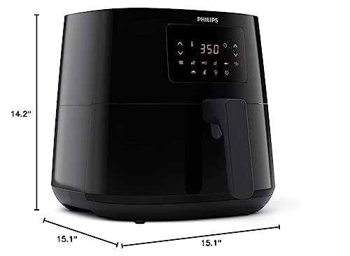 Philips Essential Airfryer XL 2.65lb/6.2L Capacity Digital Airfryer with Rapid Air Technology, Easy Clean Basket, Black- HD9270/91