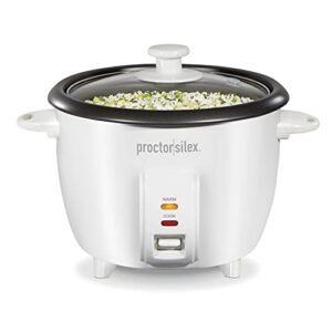 proctor silex rice cooker & food steamer steam and rinsing basket, 10 cups cooked (5 cups uncooked), white