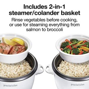 Proctor Silex Rice Cooker & Food Steamer Steam and Rinsing Basket, 10 Cups Cooked (5 Cups Uncooked), White