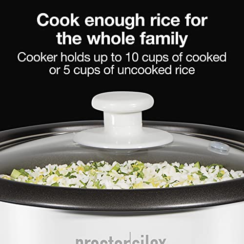 Proctor Silex Rice Cooker & Food Steamer Steam and Rinsing Basket, 10 Cups Cooked (5 Cups Uncooked), White