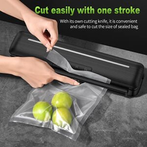 Vacuum Sealer Machine Automatic Air Sealing Vacuum Sealer for Food Saver with Dry/Moist Food Modes and Cutting Design with 10pcs 11.8 Inch Sealer Bags for Kitchen Food Sealer