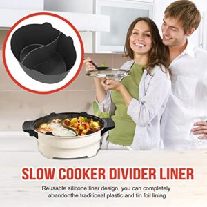 Slow Cooker Divider Silicone Liners, 6 Qt Crockpot and Slow Cookers Compatible, Cook Two Dishes At Once - Easy Cleanup Dishwasher, BPA Free 6 Quart Fit with Crock Pot Black Liners