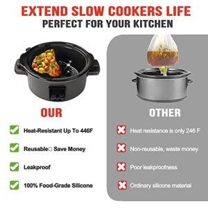 Slow Cooker Divider Silicone Liners, 6 Qt Crockpot and Slow Cookers Compatible, Cook Two Dishes At Once - Easy Cleanup Dishwasher, BPA Free 6 Quart Fit with Crock Pot Black Liners