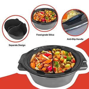 Slow Cooker Divider Silicone Liners, 6 Qt Crockpot and Slow Cookers Compatible, Cook Two Dishes At Once - Easy Cleanup Dishwasher, BPA Free 6 Quart Fit with Crock Pot Black Liners