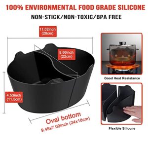 Slow Cooker Divider Silicone Liners, 6 Qt Crockpot and Slow Cookers Compatible, Cook Two Dishes At Once - Easy Cleanup Dishwasher, BPA Free 6 Quart Fit with Crock Pot Black Liners