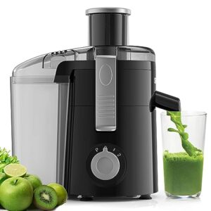 juicer machines, sifene compact centrifugal juicer extractor, juice maker for vegetable and fruit with 3-speed setting, bpa free, easy to clean, black