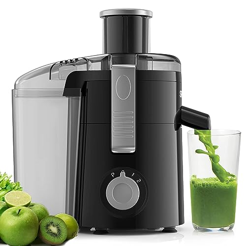 Juicer Machines, SiFENE Compact Centrifugal Juicer Extractor, Juice Maker for Vegetable and Fruit with 3-Speed Setting, BPA Free, Easy to Clean, Black